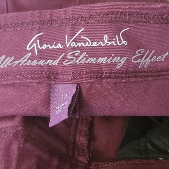 Gloria Vanderbilt Avery Straight Leg Purple Slimming Size 12 Pull On Jeans - Picture 5 of 7